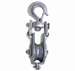 Campbell 3075V 6" Single Steel Eastern Safety Lock Snatch Block with Stiff Swivel V Latch Hook, 3000 lbs Load Capacity, 3" Sheave