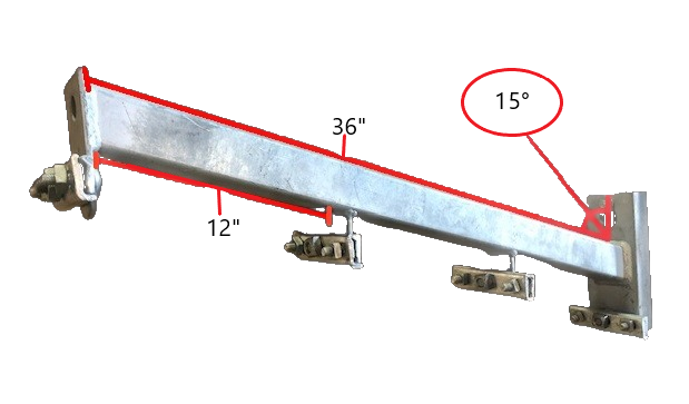 INWESCO 50A80 HDG Communication Arm 3 & 2 Position Steel Under-build, 15° Angled