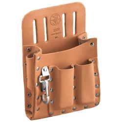 Klein 5126  Leather Tool Pouch with Knife Snap, 5-Pocket