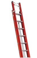 LOUISVILLE LADDER 28-FOOT FIBERGLASS EXTENSION LADDER, 300-POUND LOAD CAPACITY, W/CABLE HOOKS V-RUNG FE3228-E03