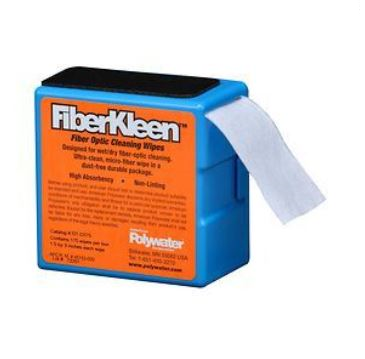 Polywater® DT-D175 AquaKleen™ Water-Based Fiber Optic Cleaner 175 - microfiber towels in a plastic dispenser