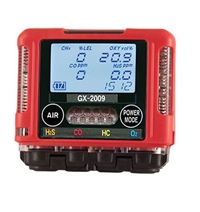 RKI GX-2009 72-0314RKC, 4 Gas Tester, LEL/O2/H2S/CO , w/Gator Clip  clip/12 VDC charger
